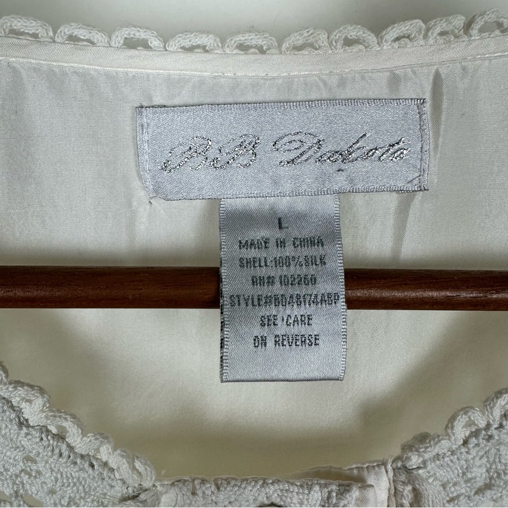 BB Dakota Silk Lace Tunic Short Dress Boho Vintage Romantic Cottagecore Ivory - Picture 10 of 11